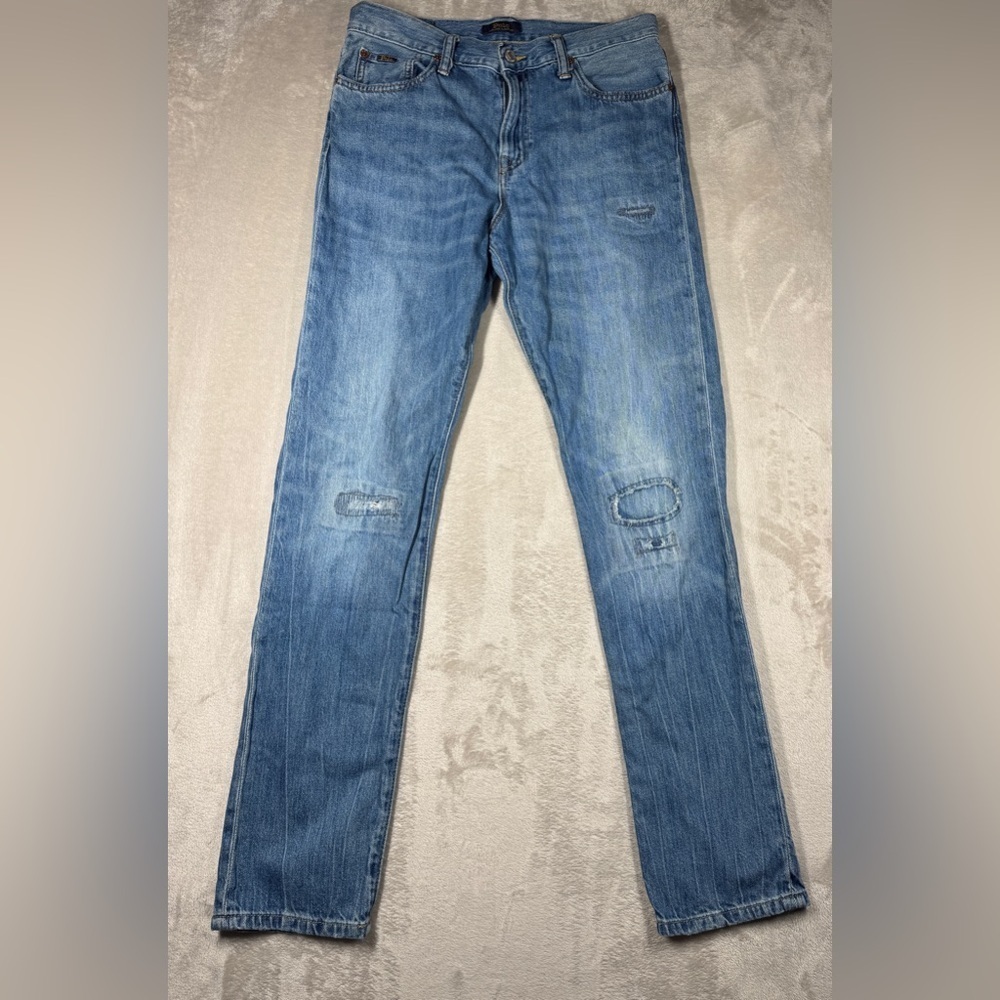 Polo Ralph Lauren Boys The Sullivan Slim 100% Cotton Patchwork Blue Jeans 18